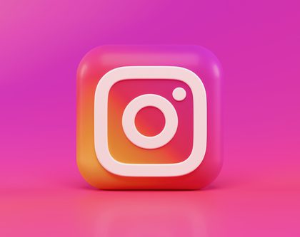 Instagram logo on a pink background