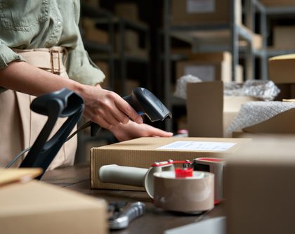 Woman scanning an order for shipment