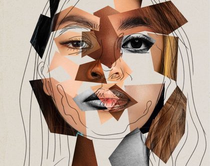 diverse artistic collage of a woman's face