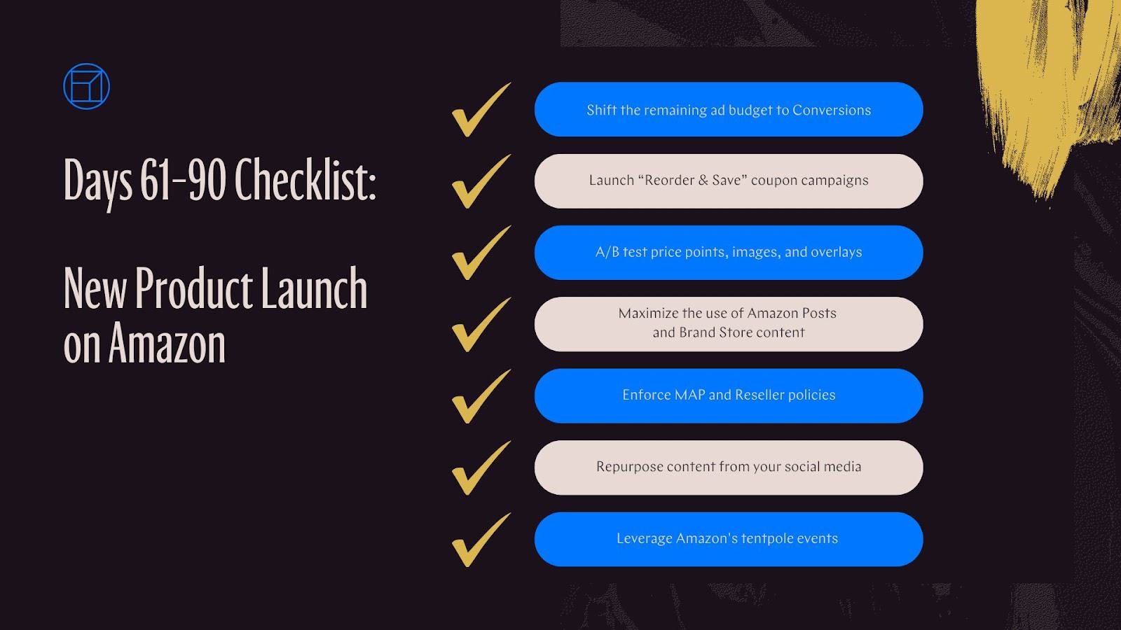 New Product Launch on Amazon Checklist Days 61-90