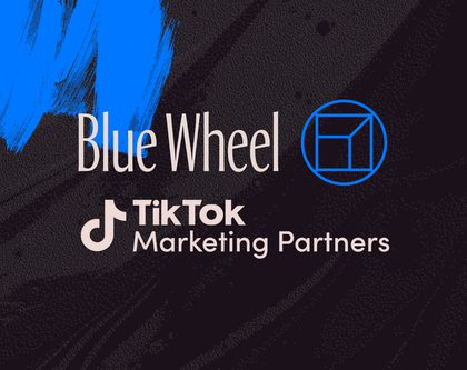 Blue Wheel logo and TikTok Marketing Partners logo on a blue background