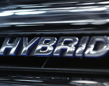 hybrid sign on a car