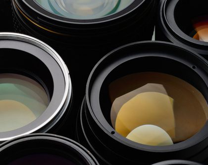 a collection of various camera lenses arranged together