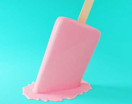 a melting popsicle against a bright blue background